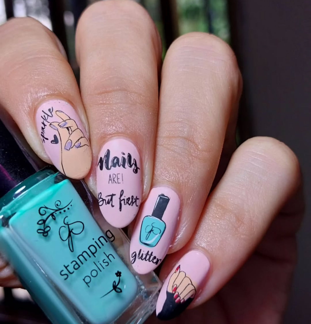 But First, Nails (CjS-192) Etched Nail Art Stamping Plate