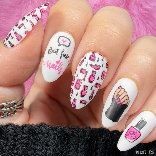 But First, Nails (CjS-192) Etched Nail Art Stamping Plate