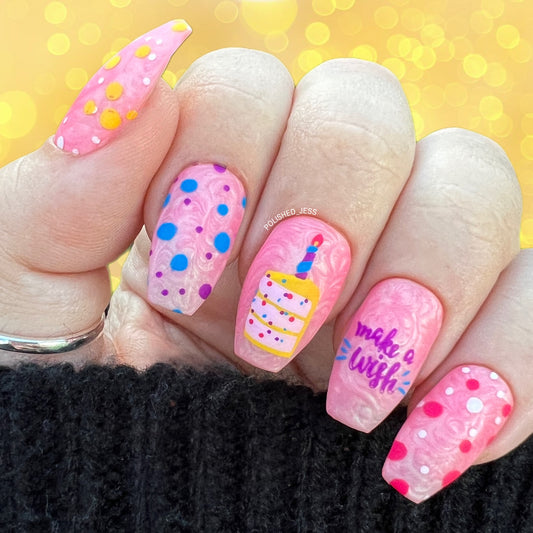 Party time! (CJS H-34) Etched Nail Art Stamping Plate