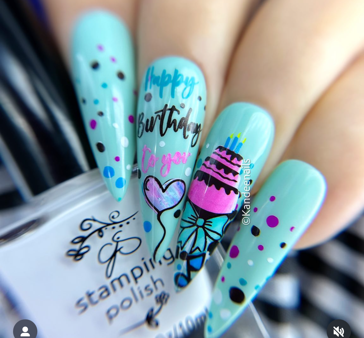 Party time! (CJS H-34) Etched Nail Art Stamping Plate