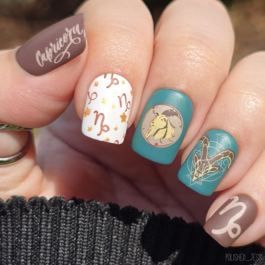 Capricorn (CjSZ-11) Etched Nail Art Stamping Plate