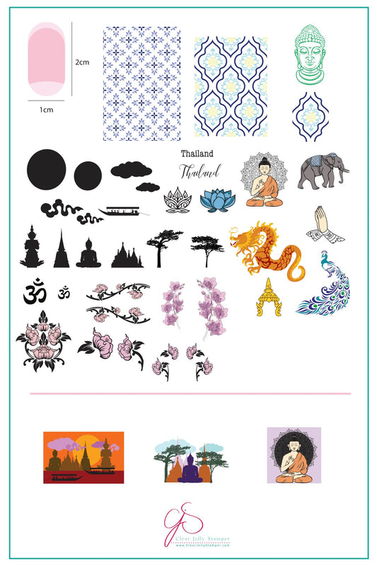 My Thai (CjS LC-52 ) Etched Nail Art Stamping Plate