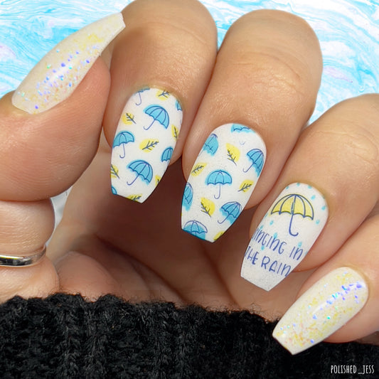 Fallpaper - Singing in the Rain (CjS-131) Etched Nail Art Stamping Plate