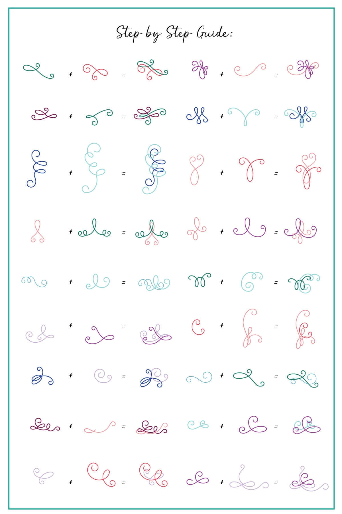 layered-nail-art-stamping-plate-how-to-card-showing-coloful-designs-of-twirls-and-swirls