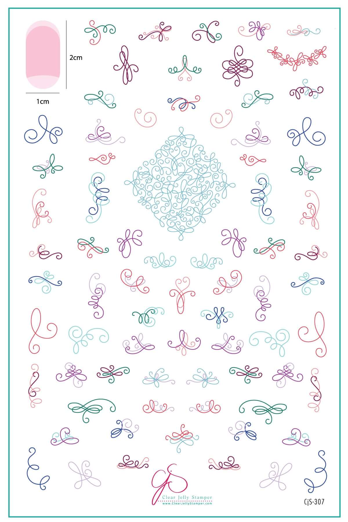 layered-nail-art-stamping-plate-inspo-card-showing-coloful-designs-of-twirls-and-swirls