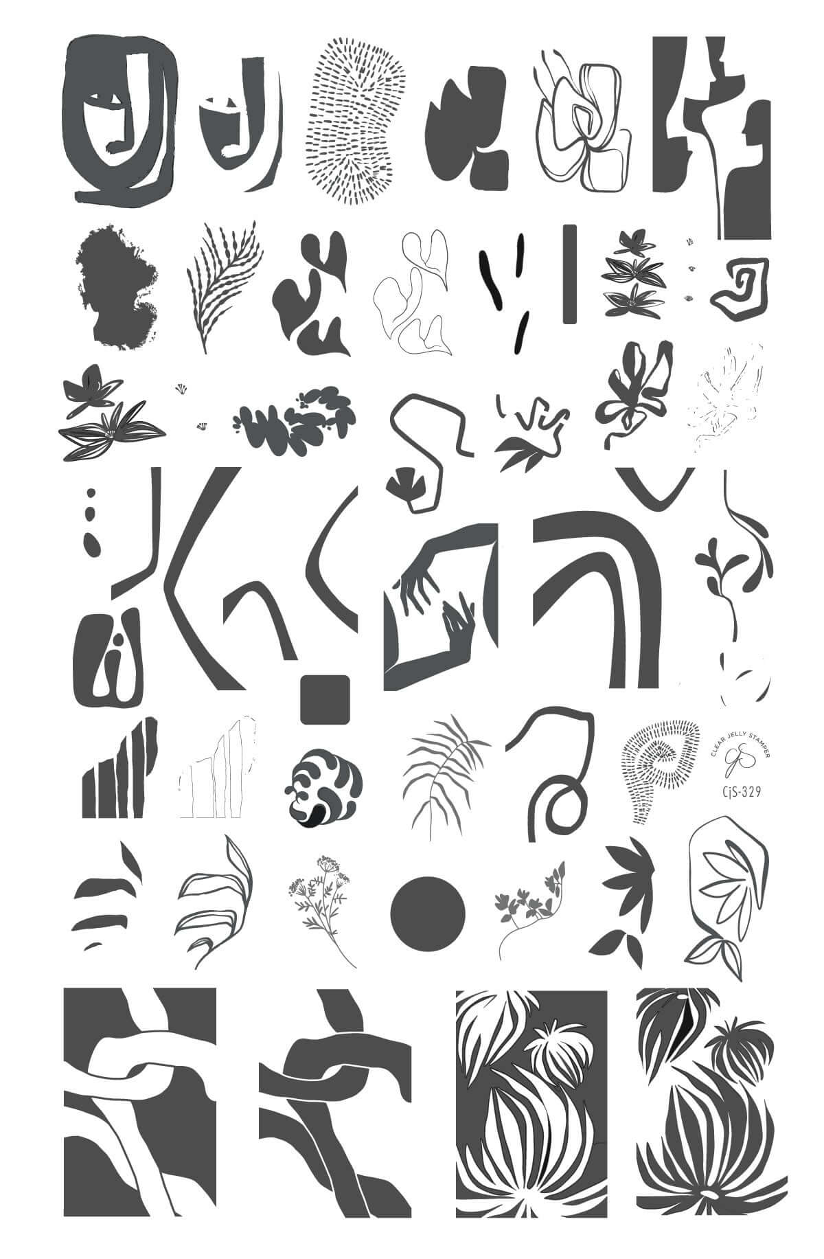 layered-nail-art-stamping-plate-with-modern-abstract-designs-of-leaves-and-patterns