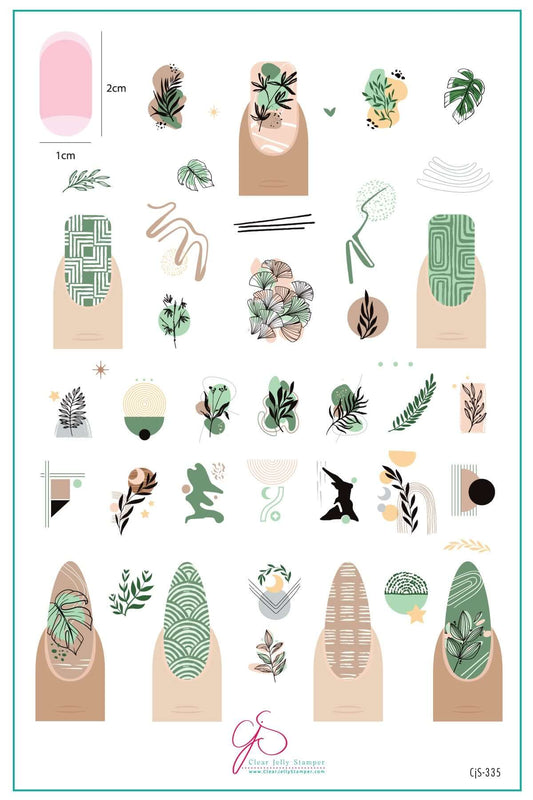 layered-nail-art-stamping-plate-inspo-card-with-modern-abstract-designs-of-leaves-and-patterns