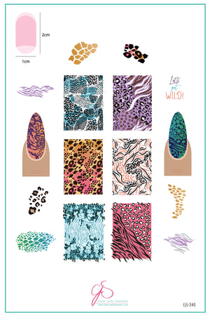 Let's Get Wild! (CJS-340) Steel Nail Art Layered Stamping Plate