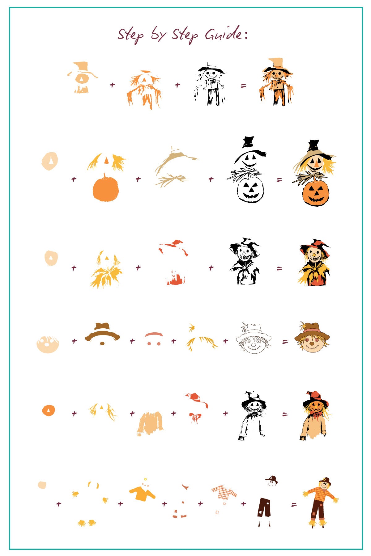 layered-nail-art-stamping-plate-how-to-card-with-colorful-designs-of-scarecrows-and-pumpkins