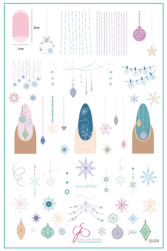 Snowflakes on Chains (CjS-376) Etched Nail Art Stamping Plate