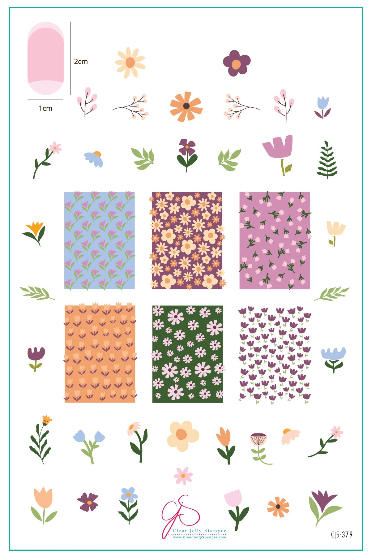 Bloom Baby Bloom (CjS-379) Etched Nail Art Stamping Plate