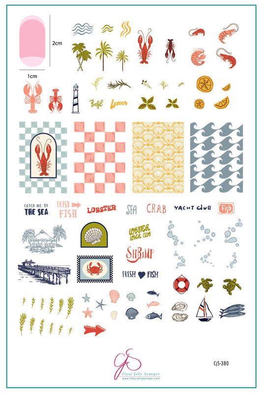 Catch Me by the Sea (CjS-380) Etched Nail Art Stamping Plate