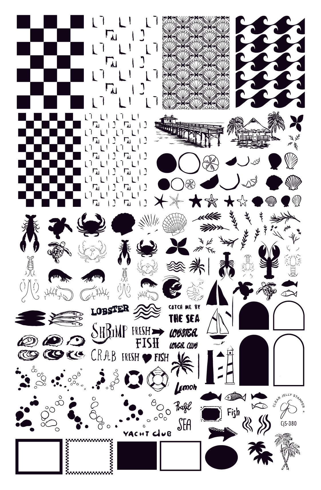 Catch Me by the Sea (CjS-380) Etched Nail Art Stamping Plate
