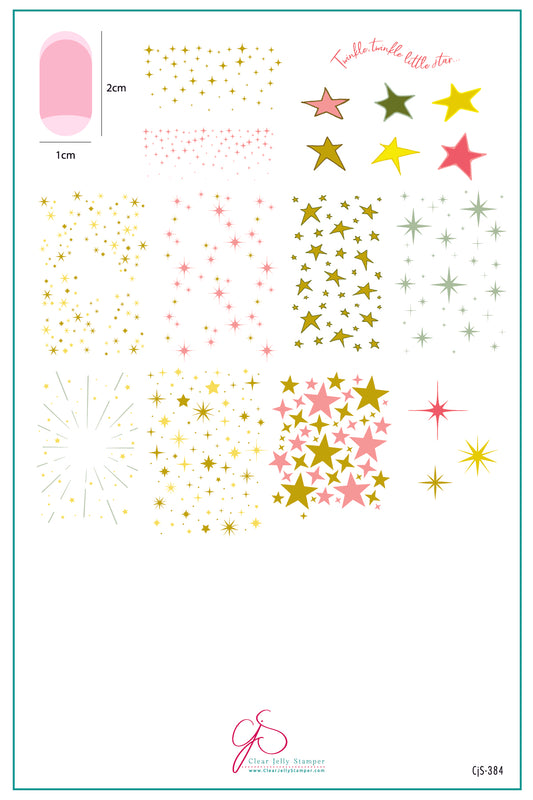 Twinkle Twinkle (CjS-384) Etched Nail Art Stamping Plate