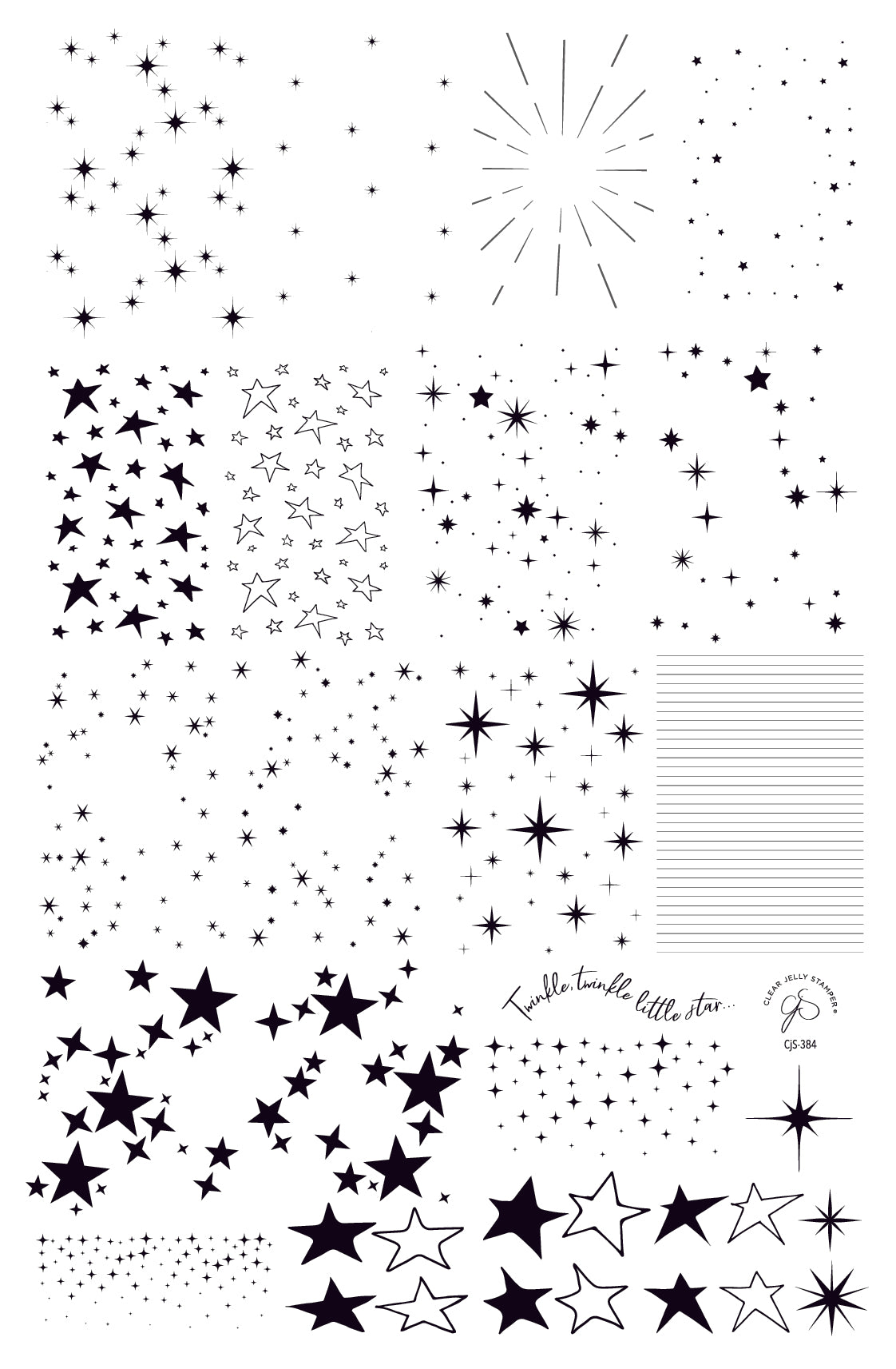 Twinkle Twinkle (CjS-384) Etched Nail Art Stamping Plate