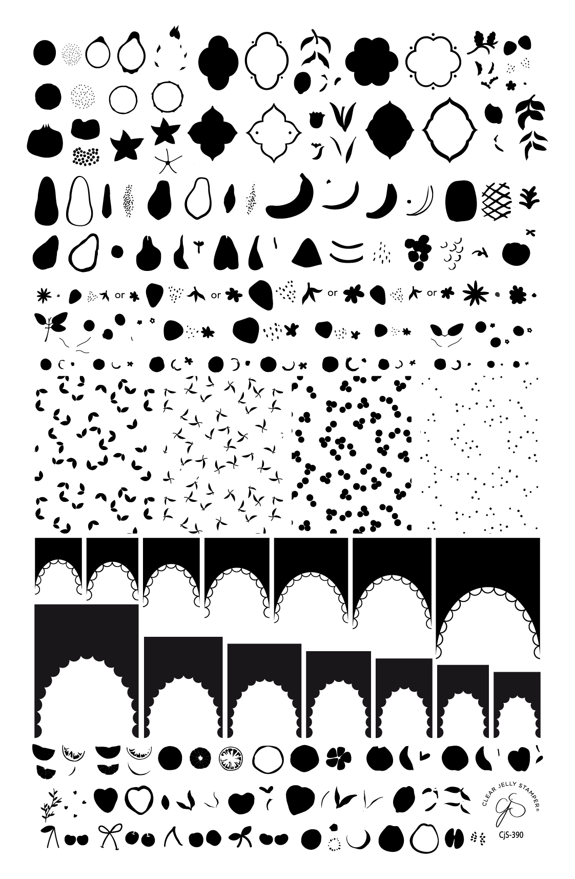 Frilly Fruit (CjS-390) Steel Nail Art Layered Stamping Plate