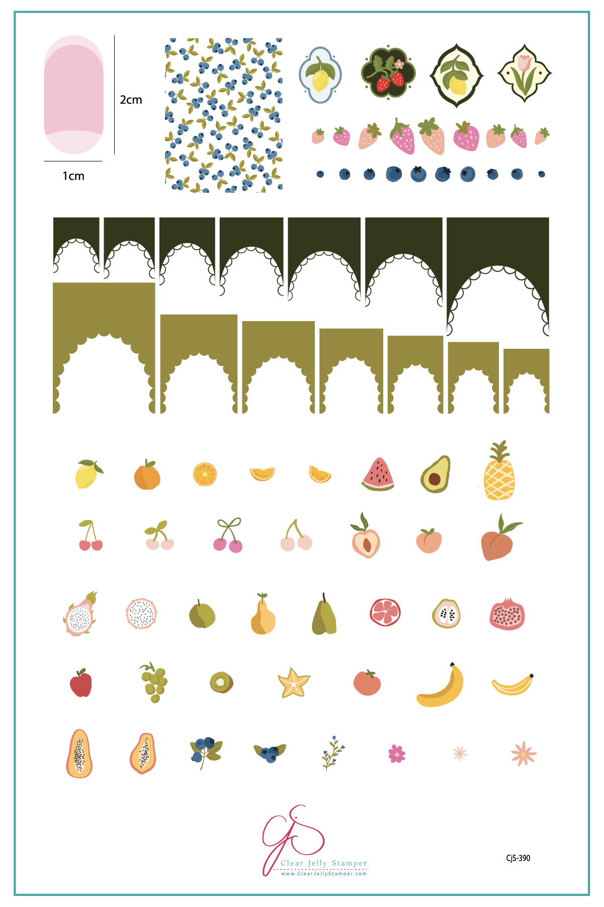Frilly Fruit (CjS-390) Steel Nail Art Layered Stamping Plate