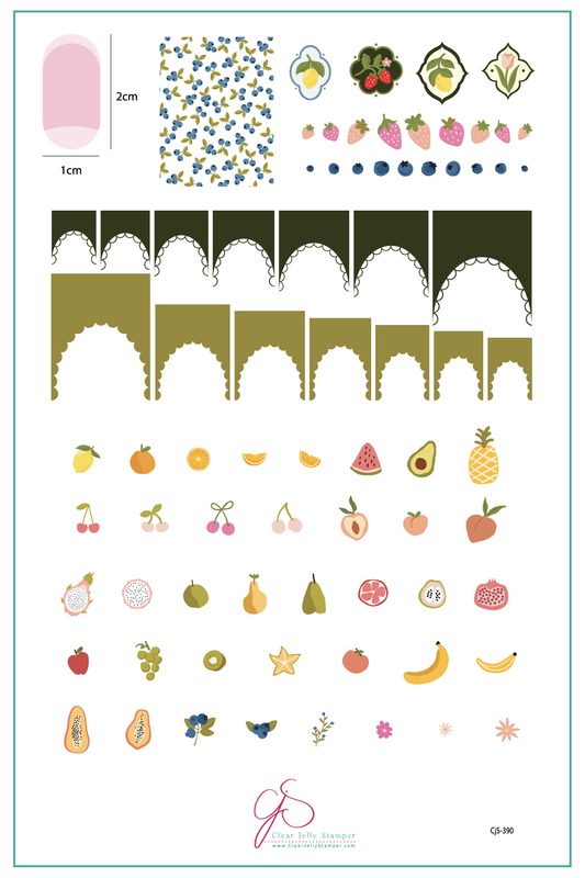 Frilly Fruit (CjS-390) Etched Nail Art Stamping Plate