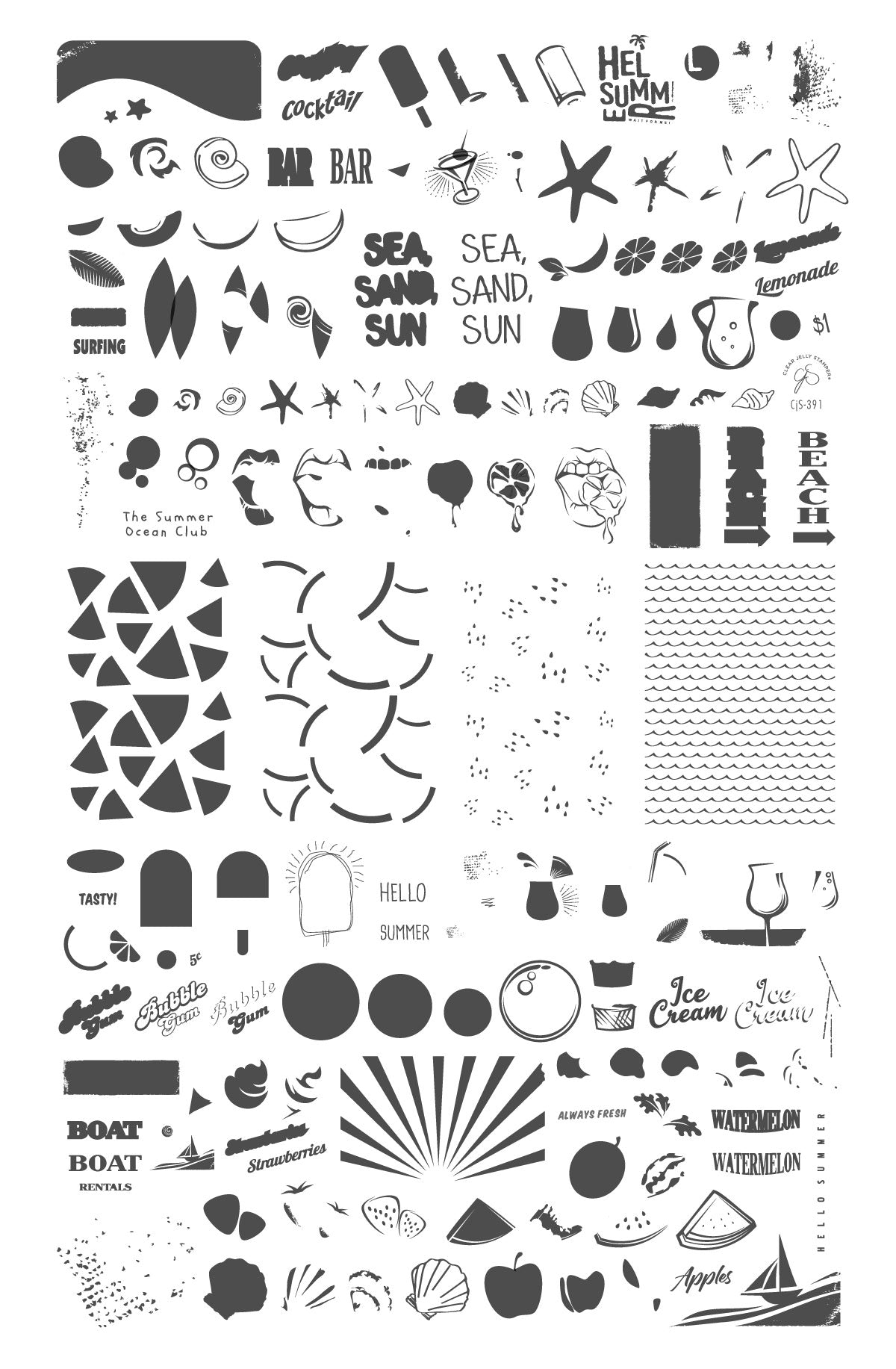 Retro Summer (CjS-391) Steel Nail Art Layered Stamping Plate