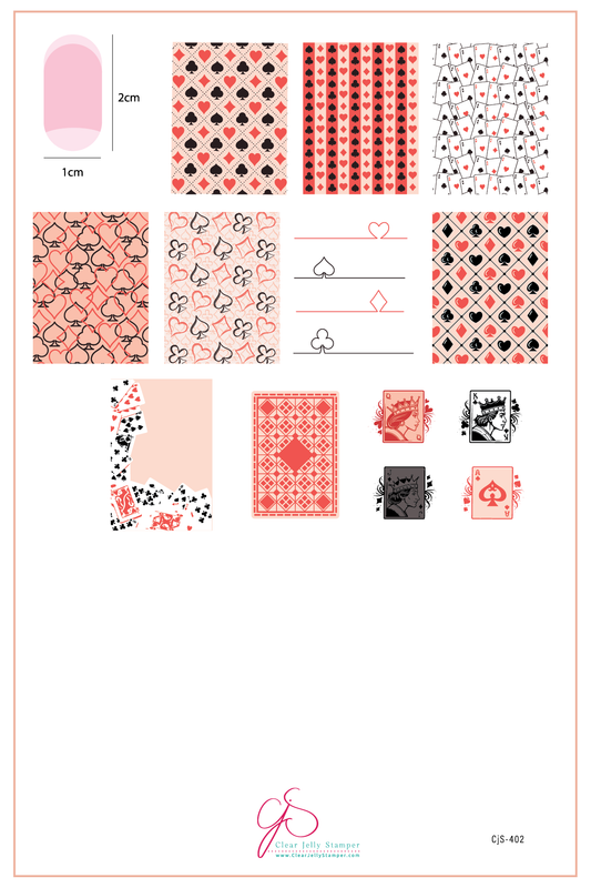 Stack the Deck (CjS-402) Etched Nail Art Stamping Plate