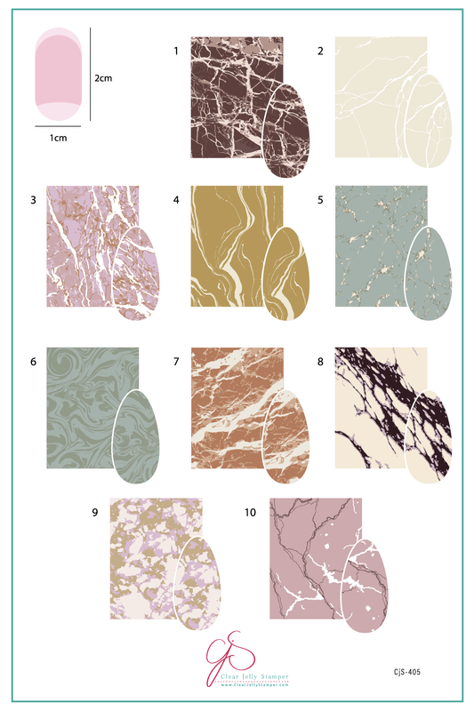 Marble Crush (CjS-405) Etched Nail Art Stamping Plate
