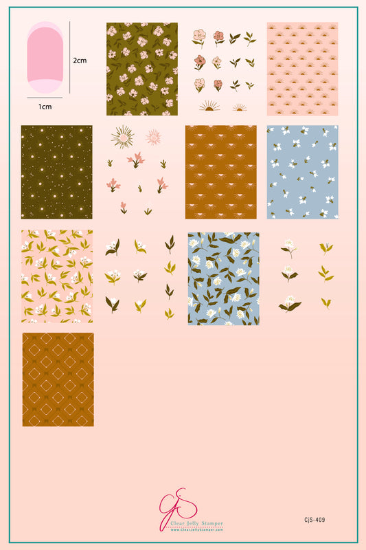 Petals in Pattern (CjS-409) Etched Nail Art Stamping Plate