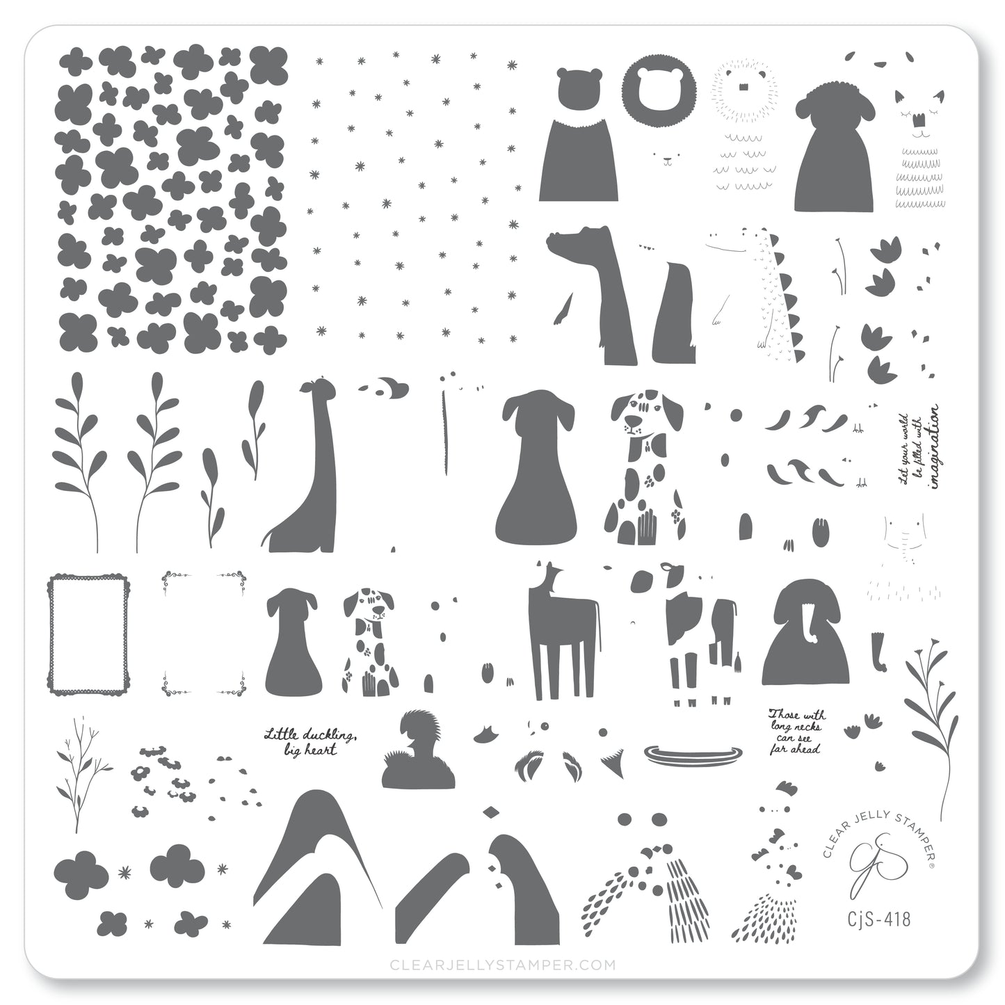 Happy-Go-Lucky (CjS-418) Etched Nail Art Stamping Plate