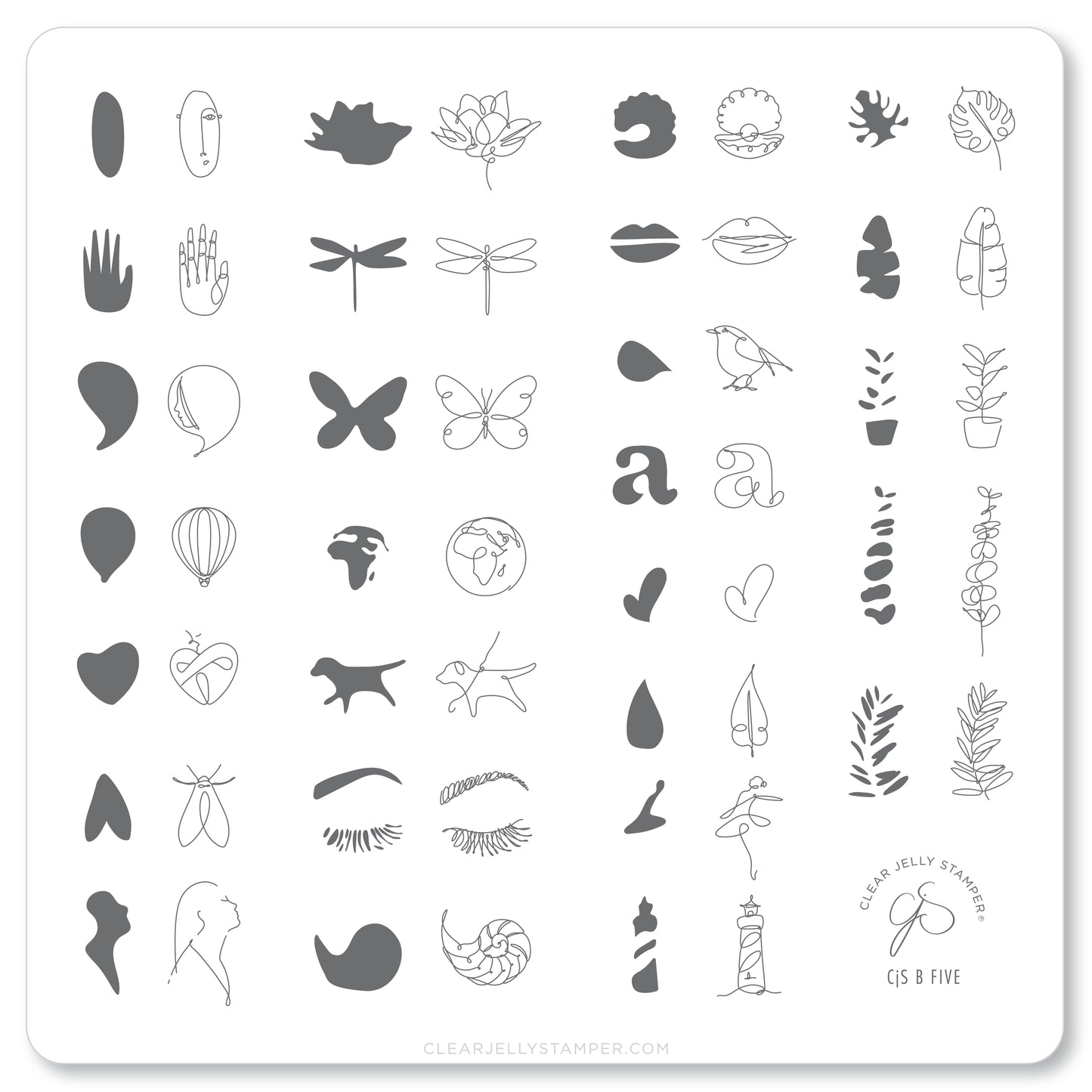 Beginner Edition (CjS-B-FIVE) Steel Nail Art Stamping Plate