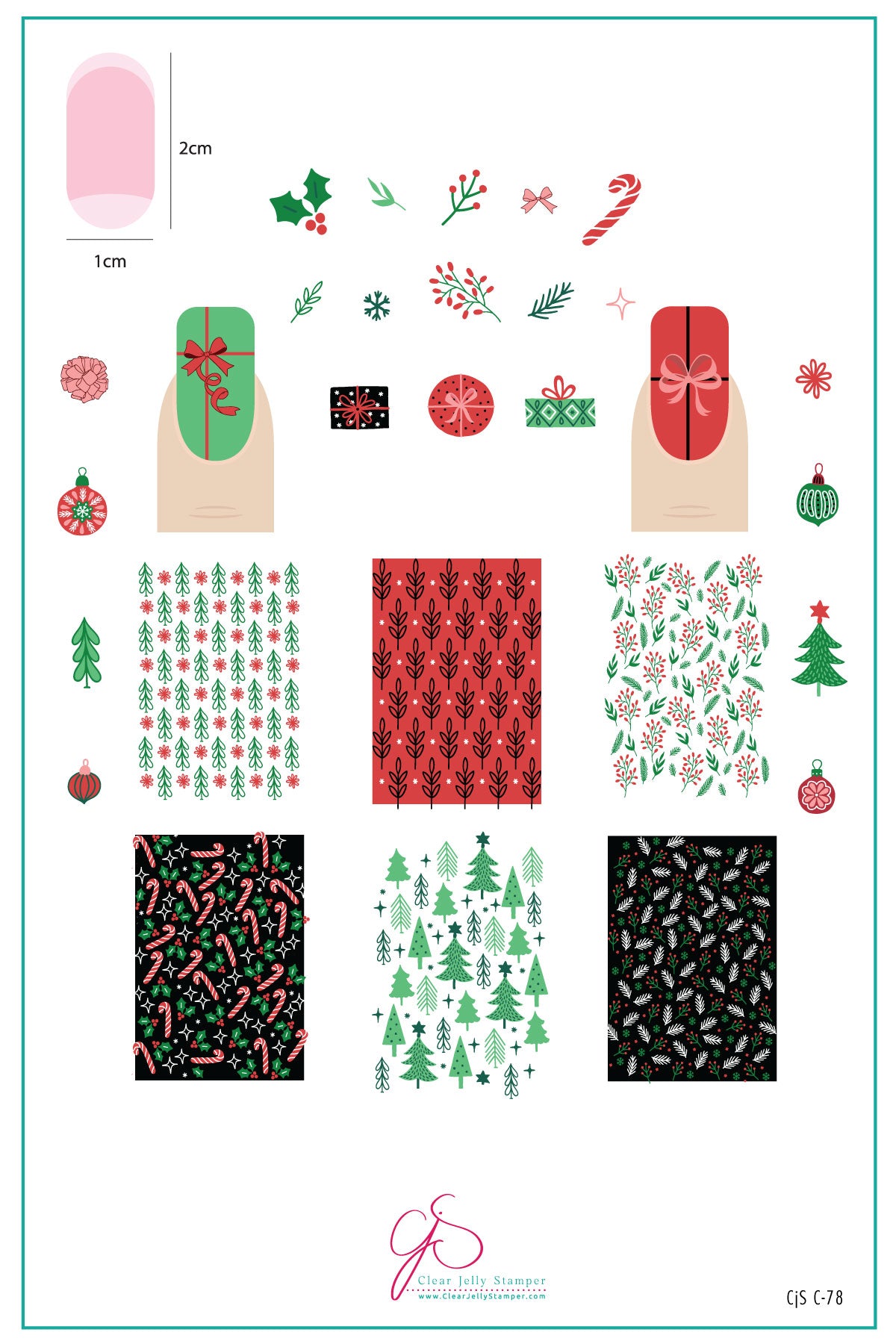 Pretty Paper - Festive (CjSC-78) Etched Nail Art Stamping Plate