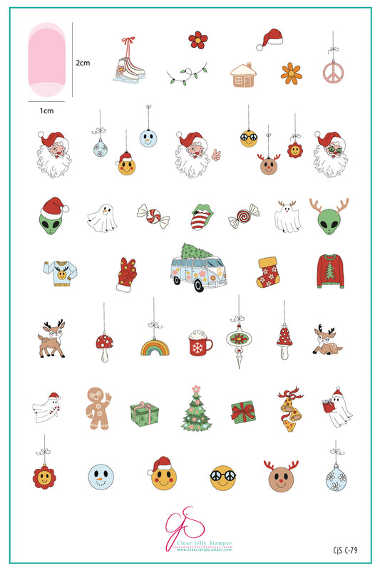 Hippie Holiday (CjSC-79) Etched Nail Art Stamping Plate