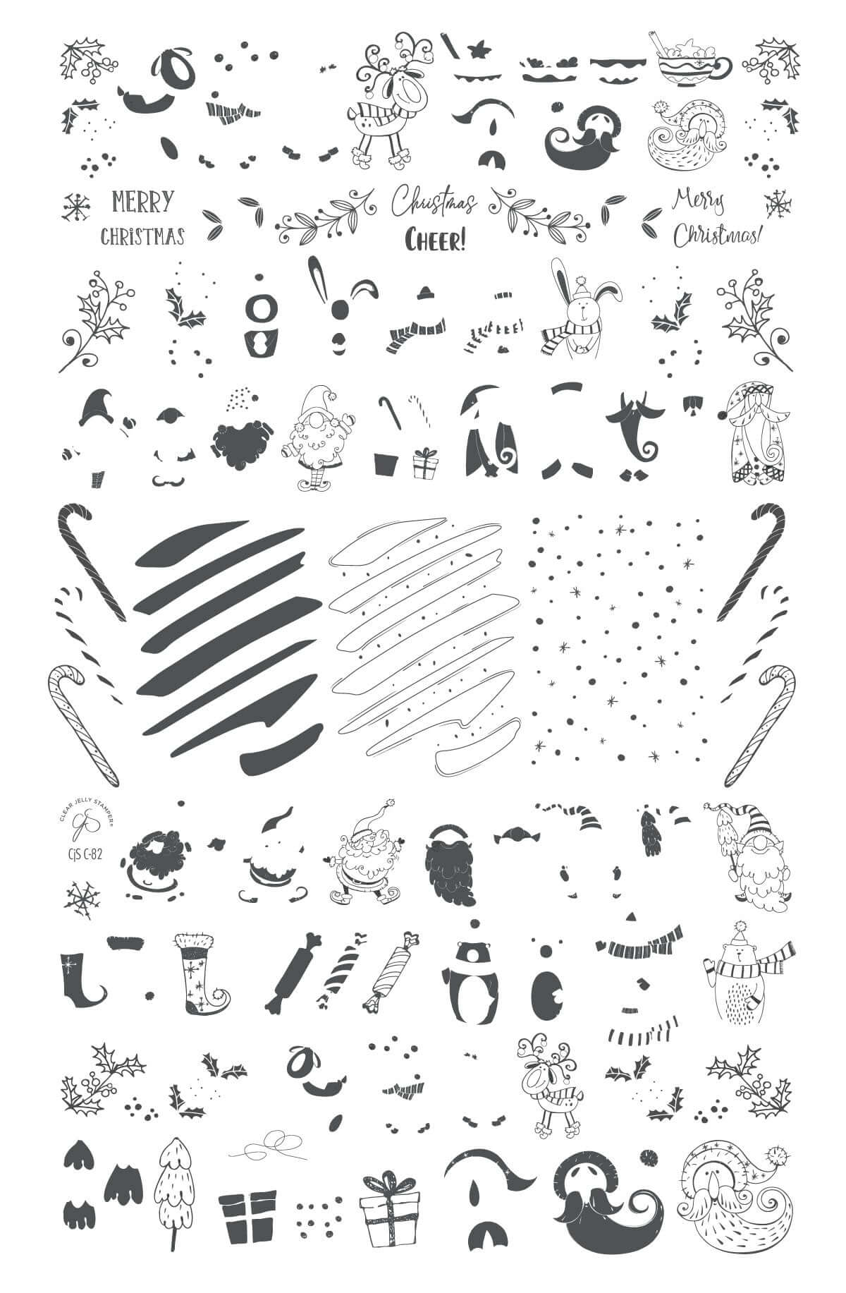 layered-nail-art-stamping-plate-with-festive-designs-of-santa-gifts-holly-and-ivy-and-words-for-nail-art