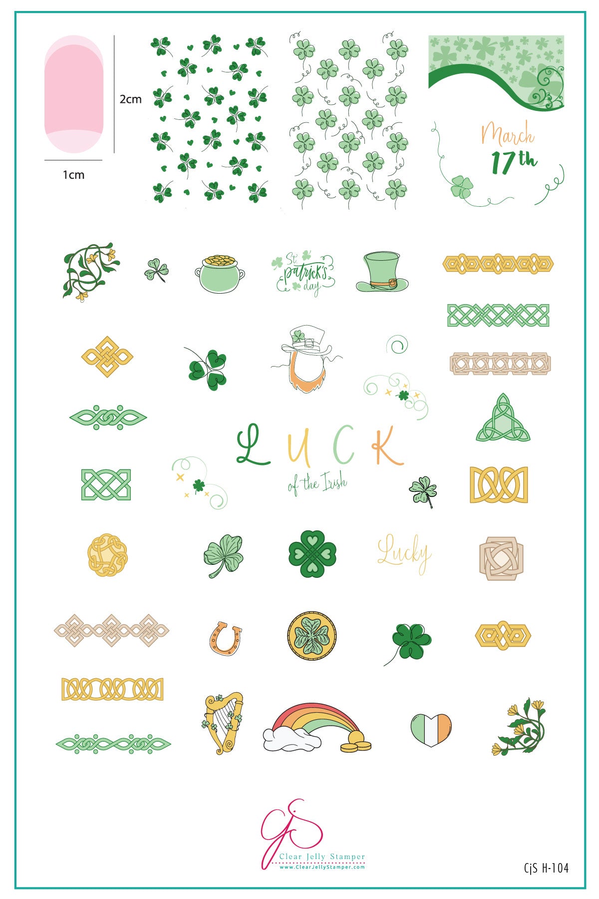 Luck (CjSH-104) Etched Nail Art Stamping Plate