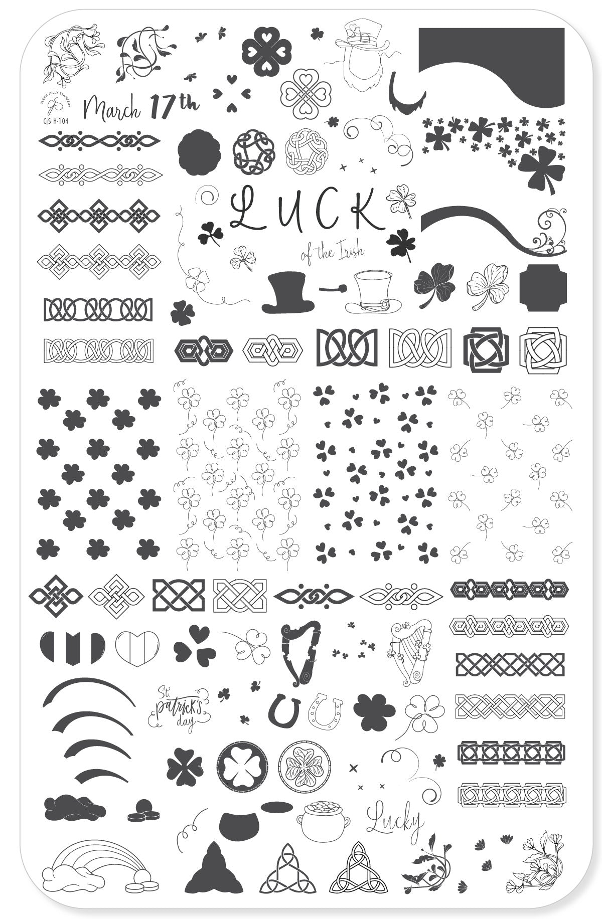 Luck (CjSH-104) Etched Nail Art Stamping Plate