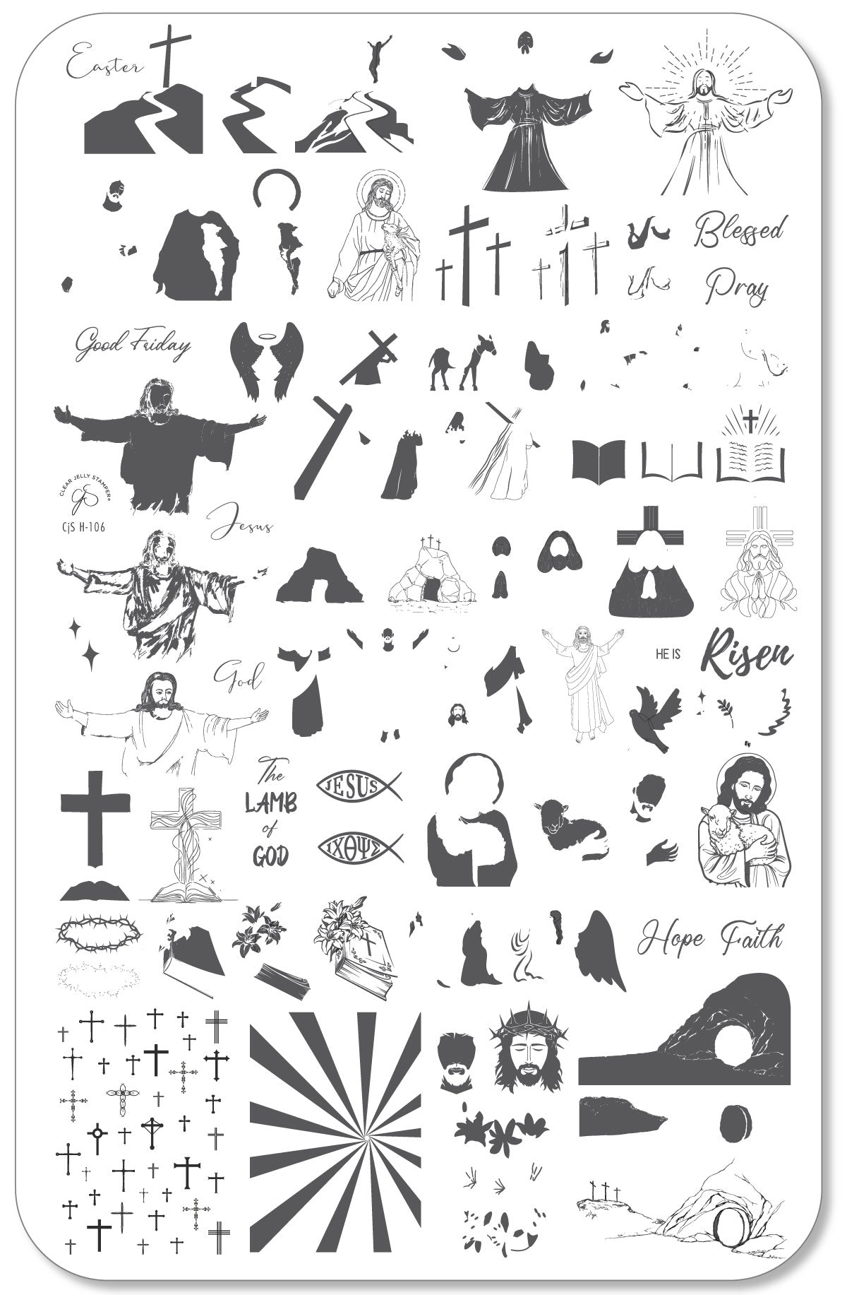 Lamb of God (CjSH-106) Etched Nail Art Stamping Plate