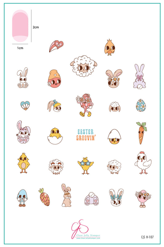 Easter Groovin' (CjSH-107) Etched Nail Art Stamping Plate