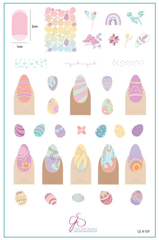 EGGstatic (CjSH-109) Etched Nail Art Stamping Plate