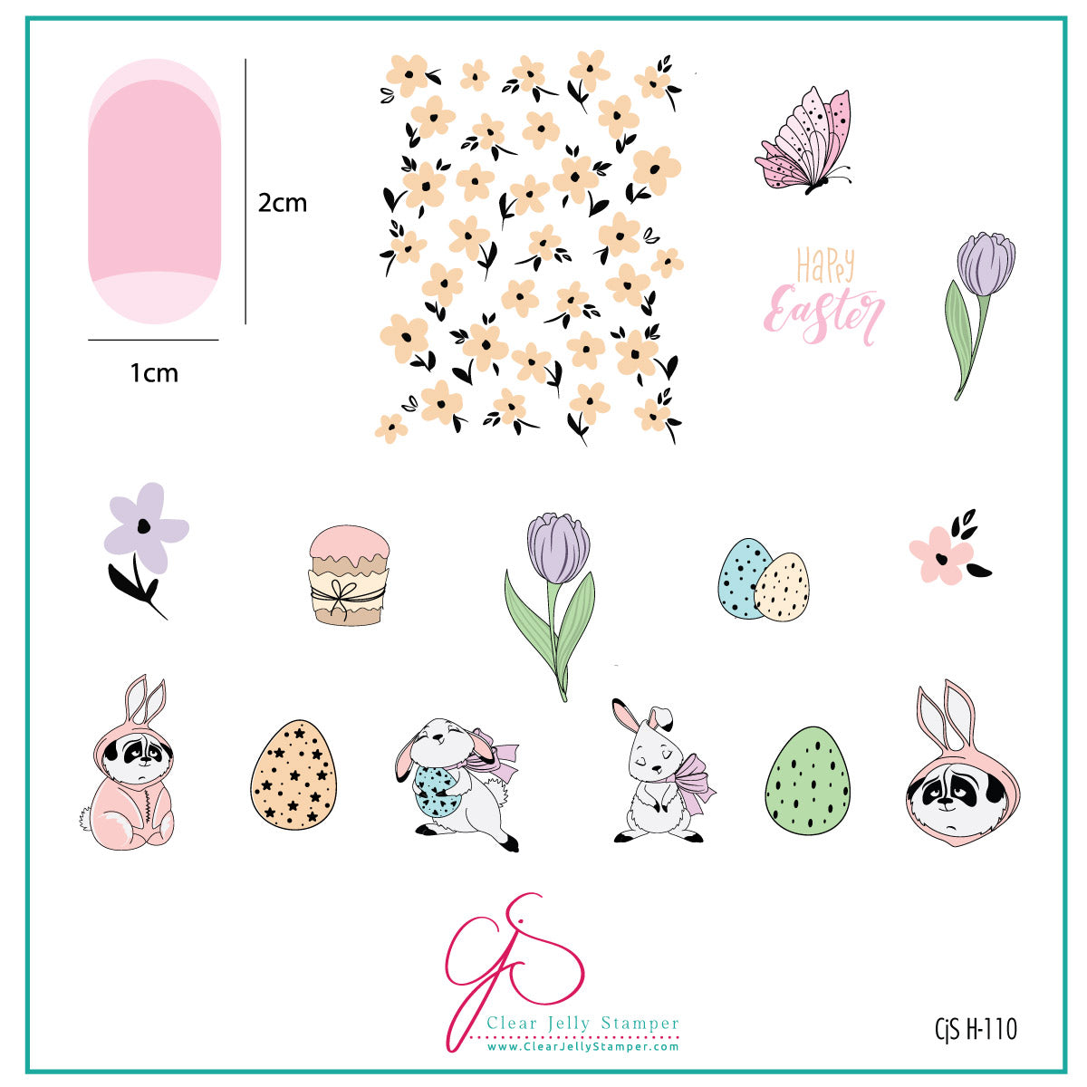 Tulip Tails (CjSH-110) Etched Nail Art Stamping Plate