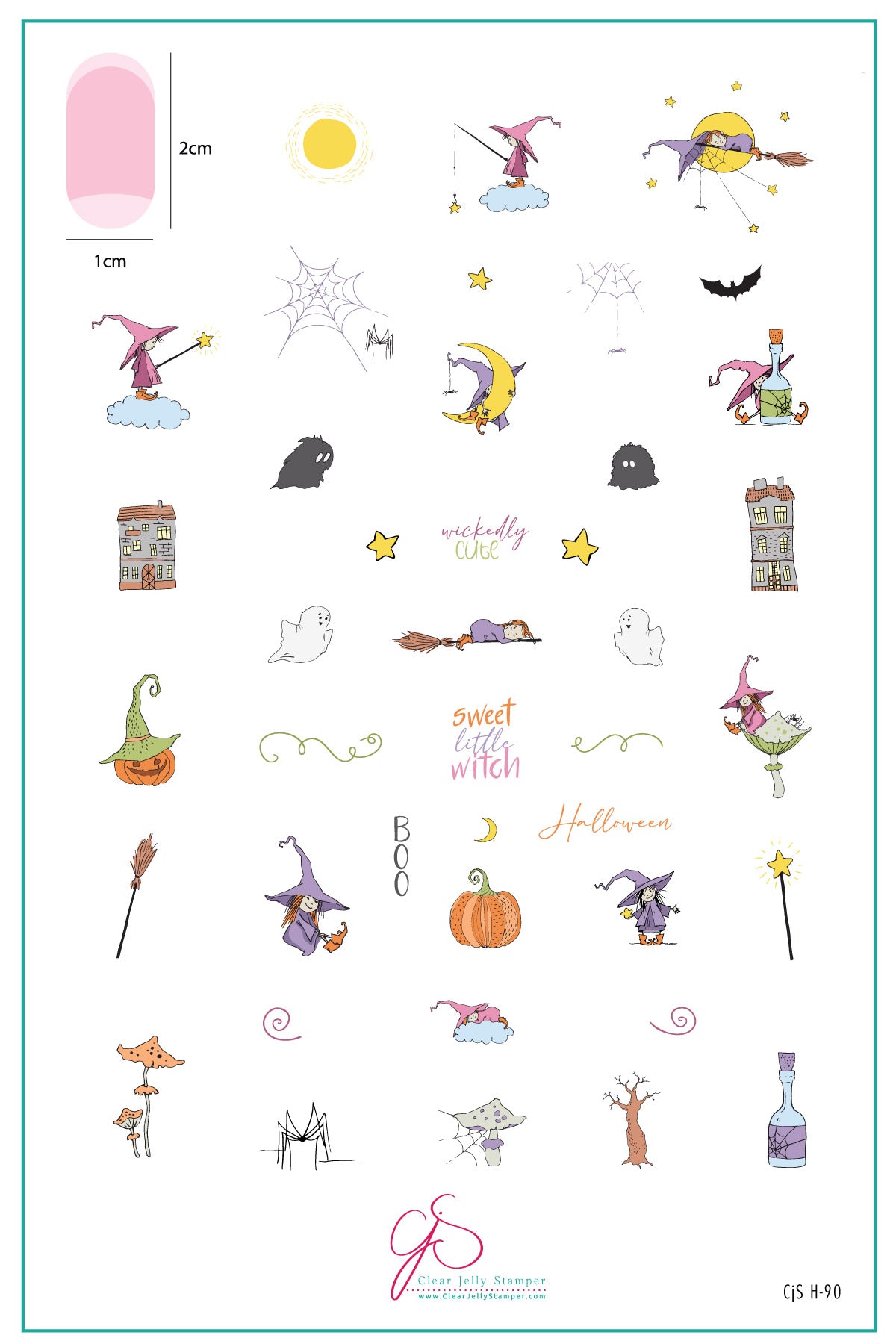 Sweet Little Witch (CjSH-90) Etched Nail Art Stamping Plate