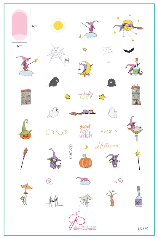 Sweet Little Witch (CjSH-90) Etched Nail Art Stamping Plate