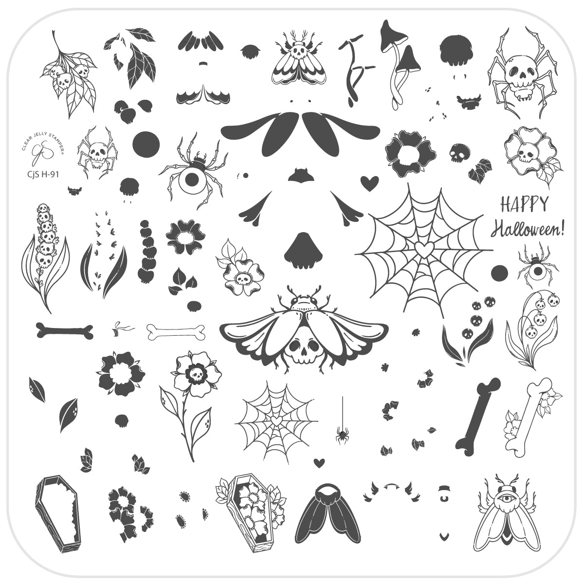 Goth Moth (CjSH-91) Etched Nail Art Stamping Plate