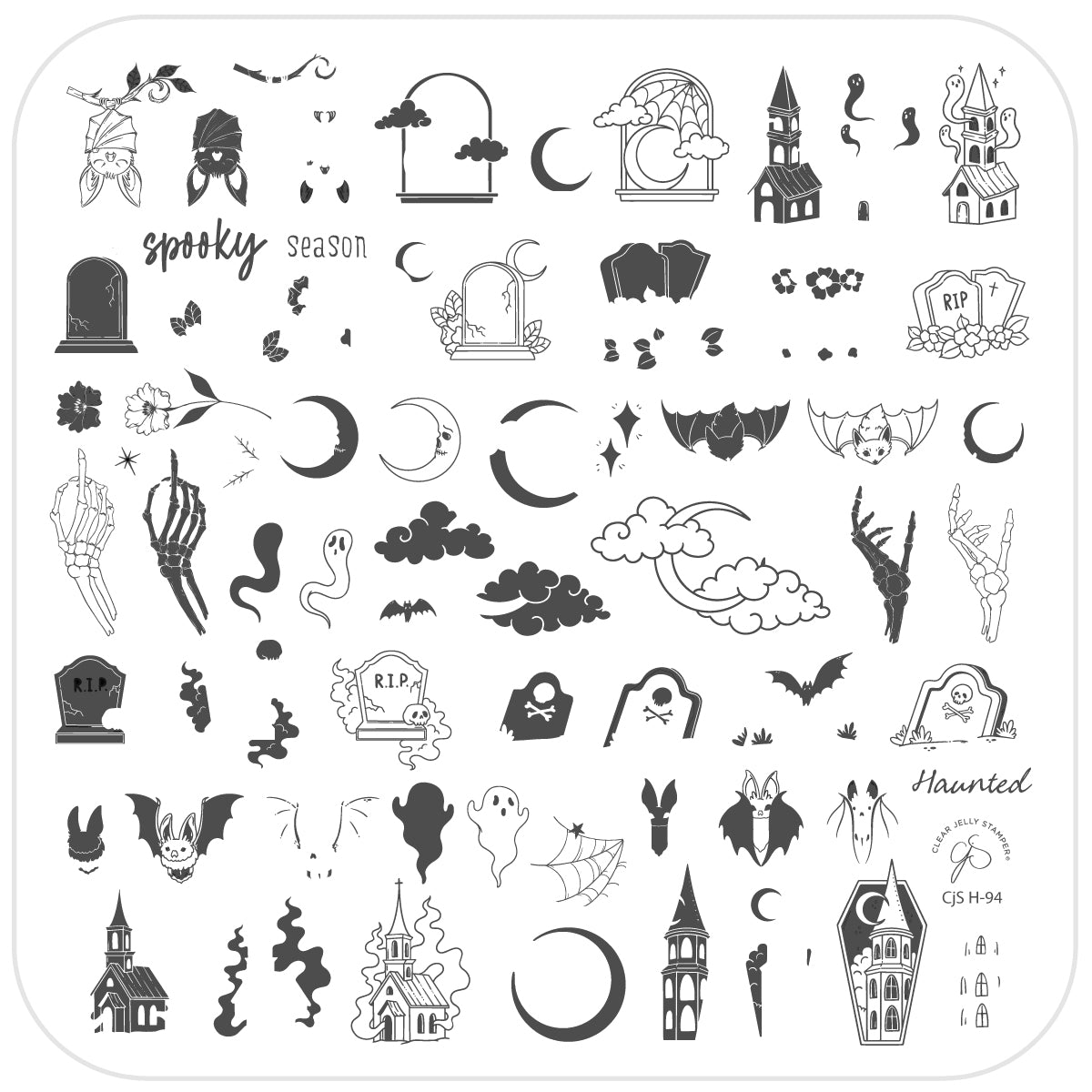 Cozy Crypt (CjSH-94) Etched Nail Art Stamping Plate