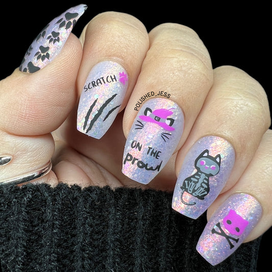 Cat-O-Ween (CjSH-96) Etched Nail Art Stamping Plate