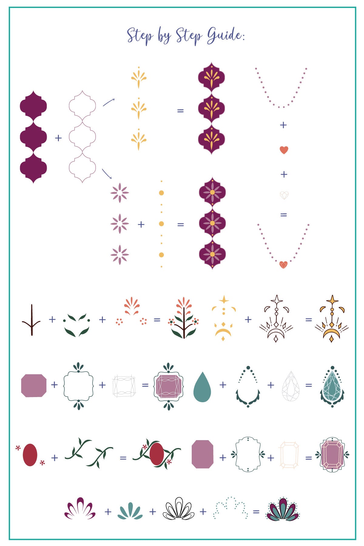 Enchanted Gems (CJSLC-101) Etched Nail Art Stamping Plate