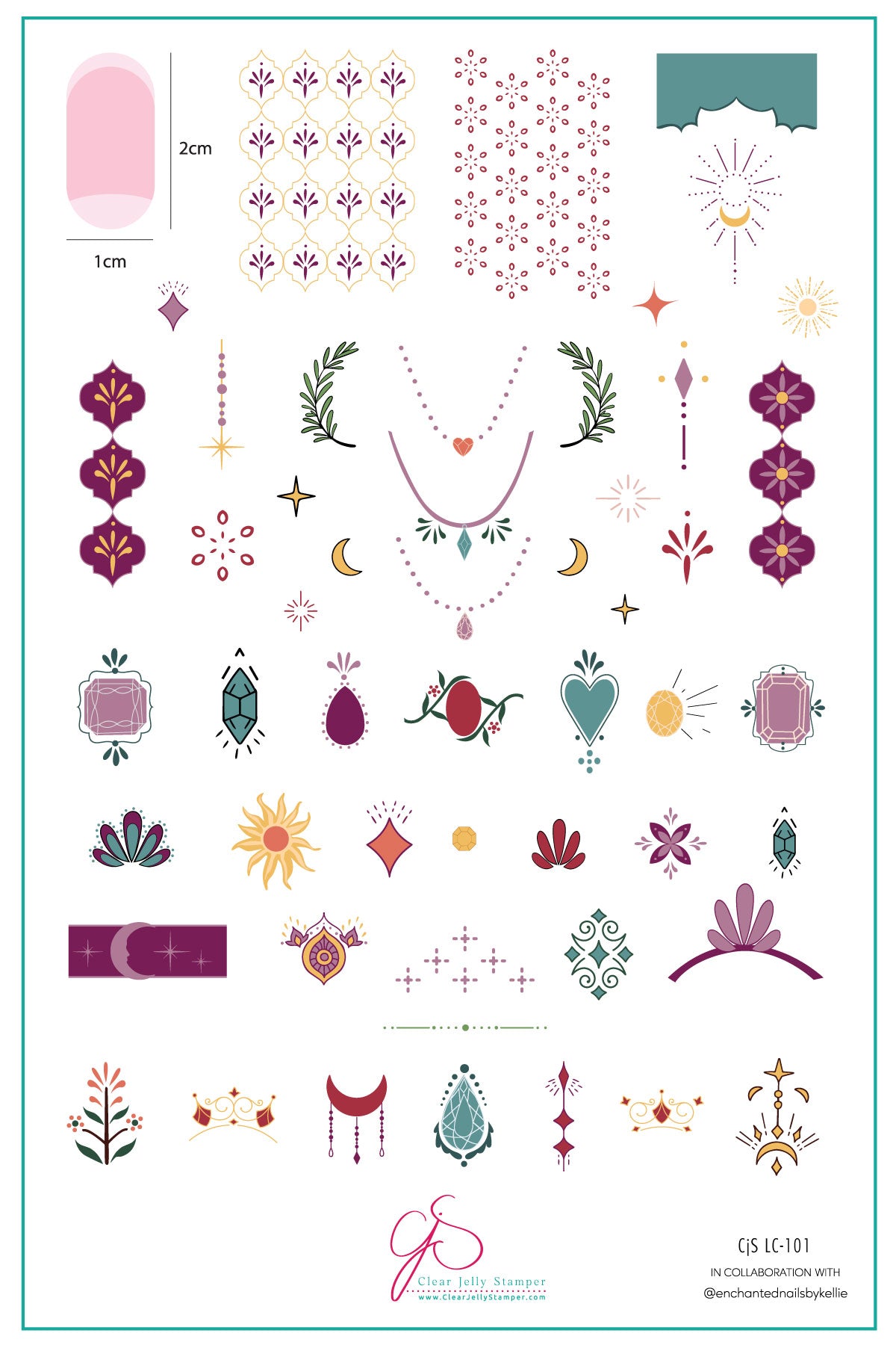 Enchanted Gems (CJSLC-101) Etched Nail Art Stamping Plate