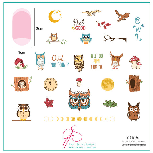 Owl is Good (CjSLC-96) Etched Nail Art Stamping Plate