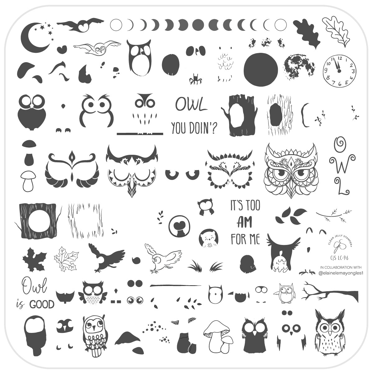 Owl is Good (CjSLC-96) Steel Nail Art Layered Stamping Plate