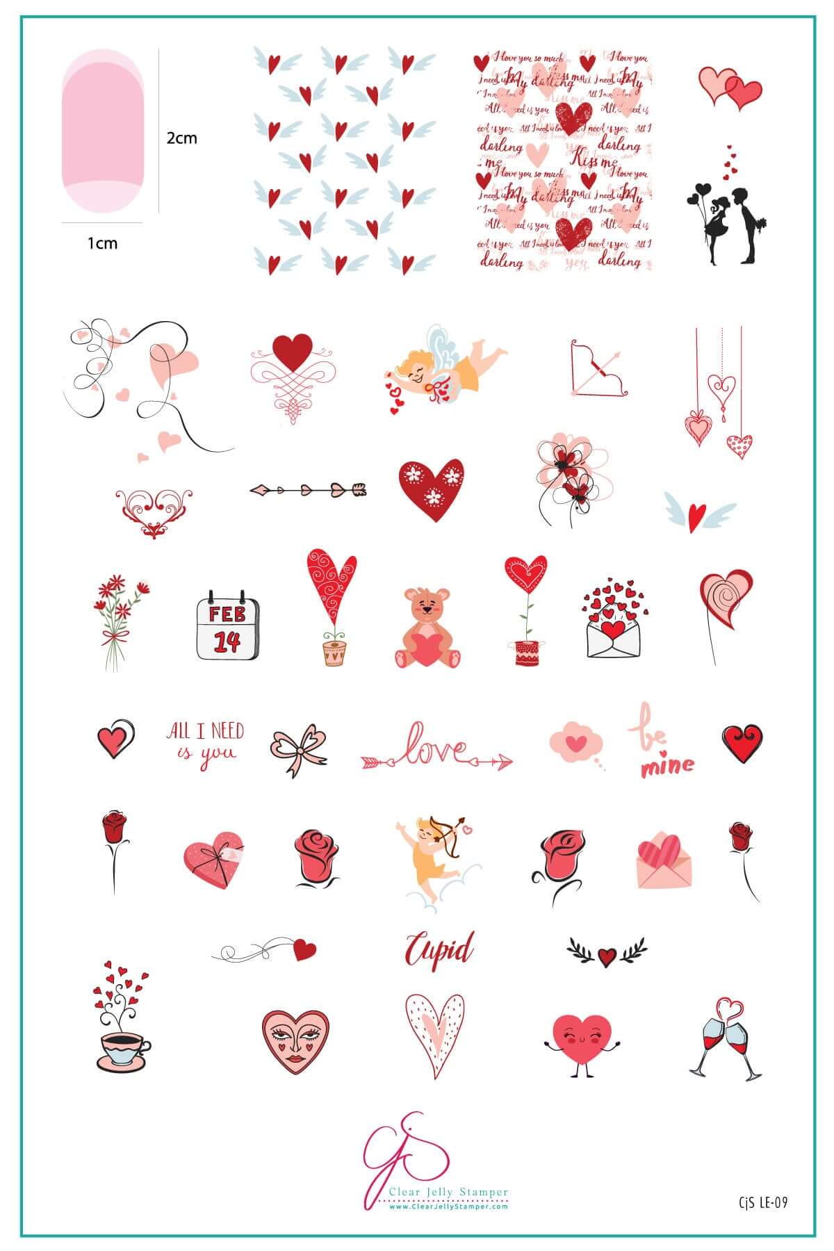 Cupid's Crush - ALL I NEED is You! (CJSLE-09) Etched Nail Art Stamping Plate