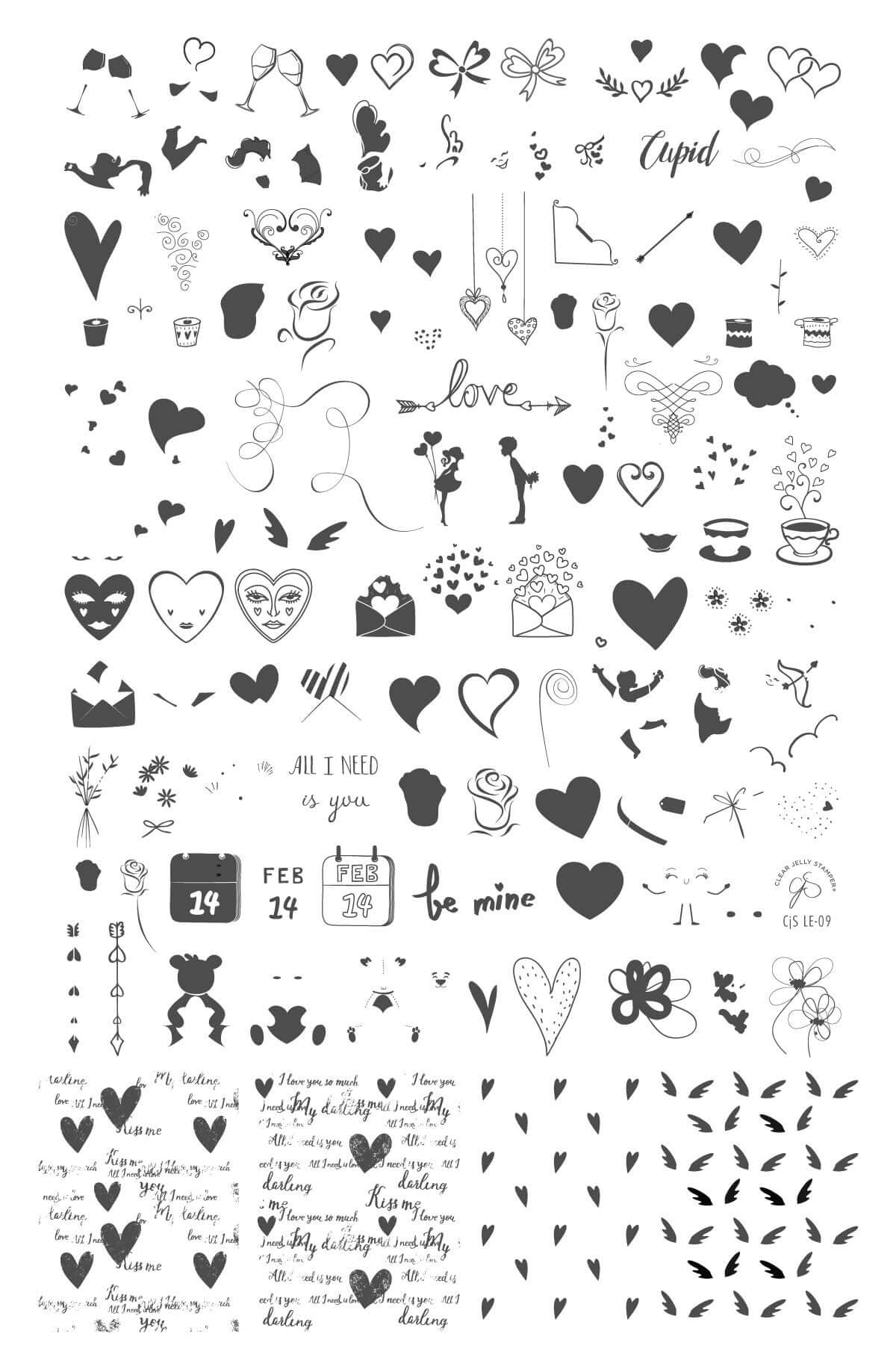 Cupid's Crush - ALL I NEED is You! (CJSLE-09) Etched Nail Art Stamping Plate