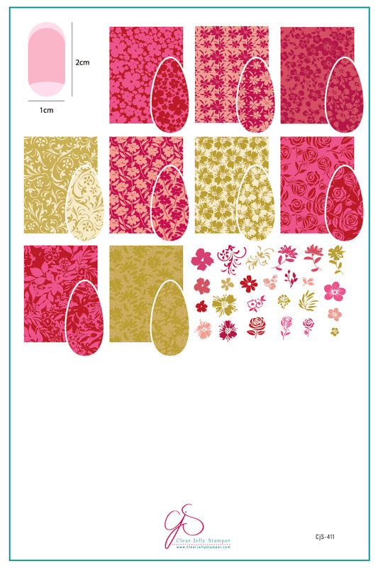 Garden Layers (CjS-411) Etched Nail Art Stamping Plate