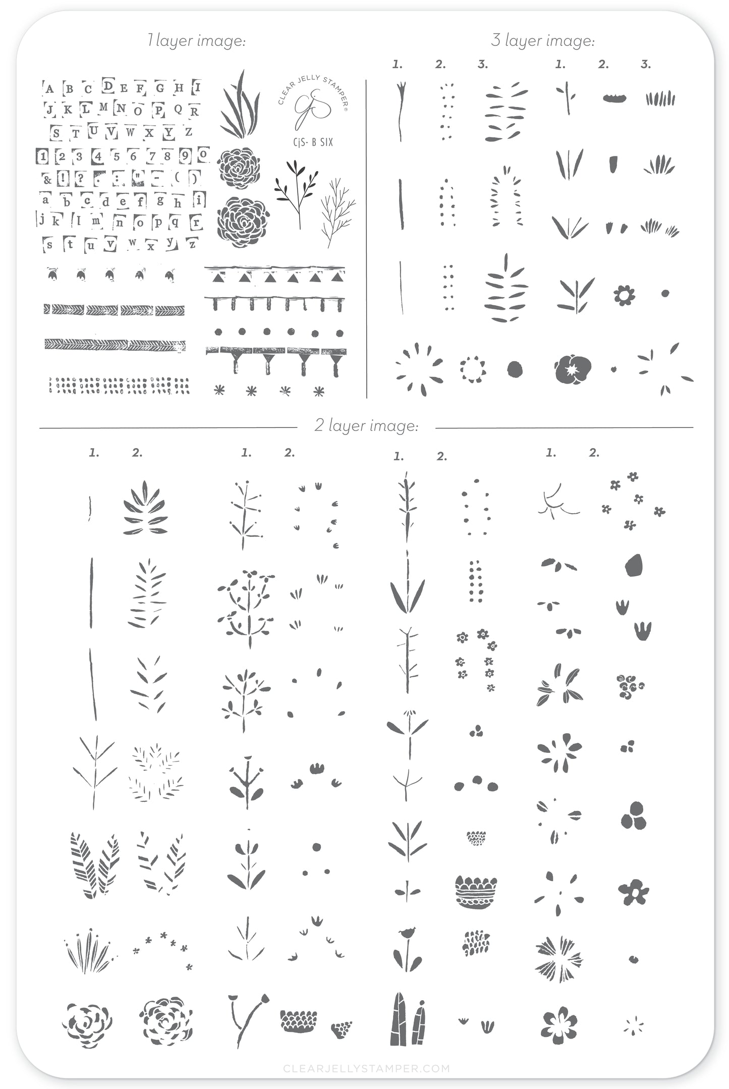 Beginner Edition (CjS-B-SIX) Steel Nail Art Stamping Plate